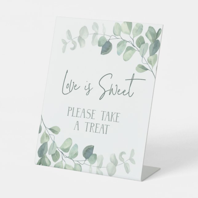 Eukalyptus Wedding Brautparty Leckerei Gefälliges  Sockelschild (Vorderseite)