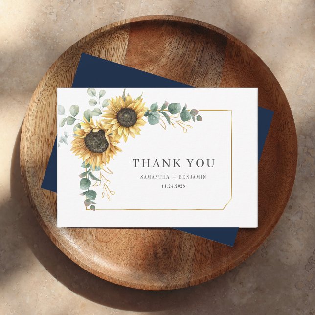 Eukalyptus Wedding Dankeskarte (Floral Sunflower Greenery Wedding Thank You Card)