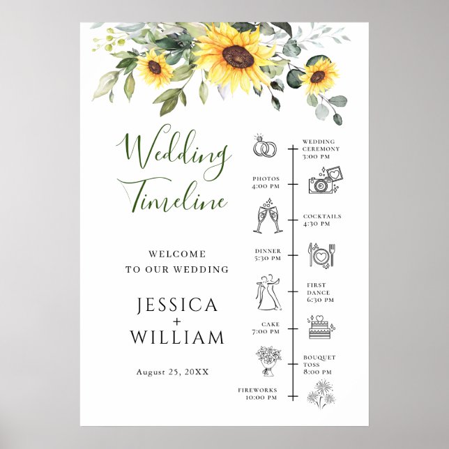 Eukalyptus Wedding Day Timeline Poster (Vorne)