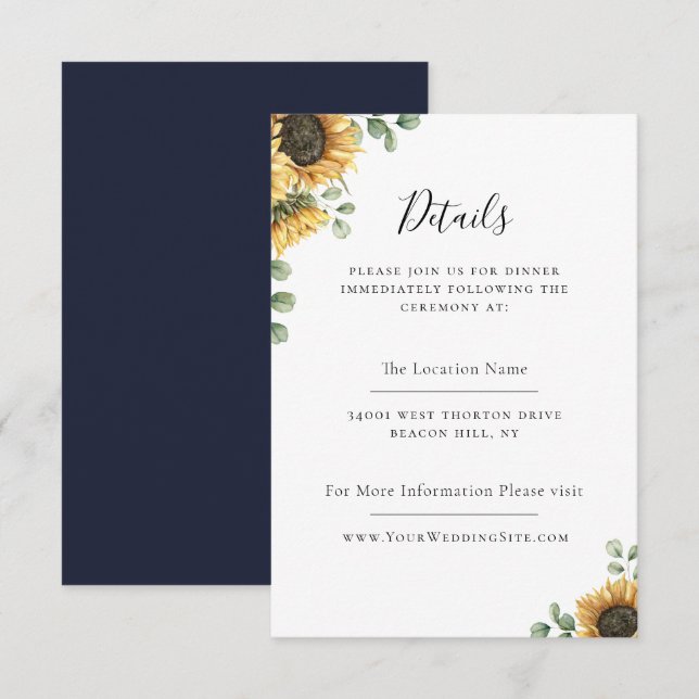 Eukalyptus Wedding Details zur rustikalen Sonnenbl Einladung (Vorne/Hinten)