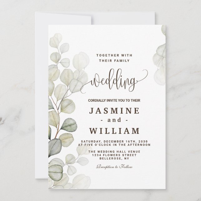 Eukalyptus Wedding Einladung (Vorderseite)