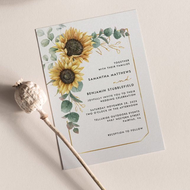 Eukalyptus Wedding Einladung (Floral Sunflower Eucalyptus Greenery Wedding Invitation)