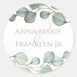Eukalyptus Wedding Elegant Greenerity Foliage Runder Aufkleber