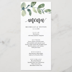 Eukalyptus Wedding Elopement Dinner Menükarte