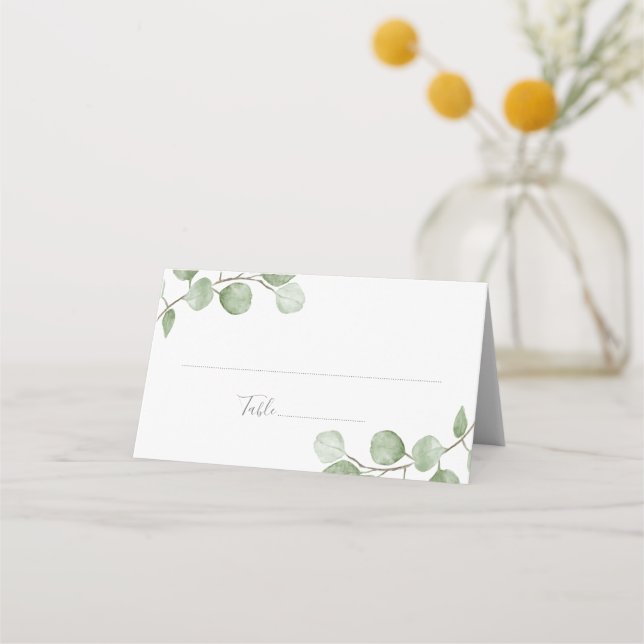 Eukalyptus Wedding Folded Platzkarte (Vorderseite)