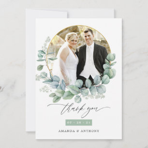 Eukalyptus Wedding Foto Dankeskarte