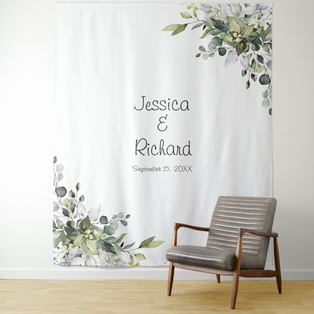 Eukalyptus Wedding Foto Hintergrundband Wandteppich (Beispiel)