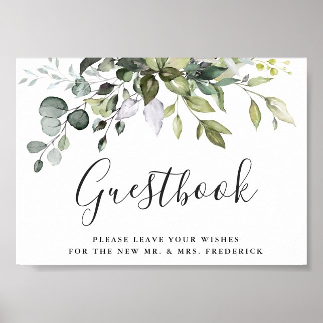 Eukalyptus Wedding Gästebuchsignatur Poster (Vorne)