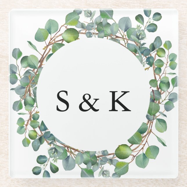 Eukalyptus Wedding Glasuntersetzer (Vorderseite)