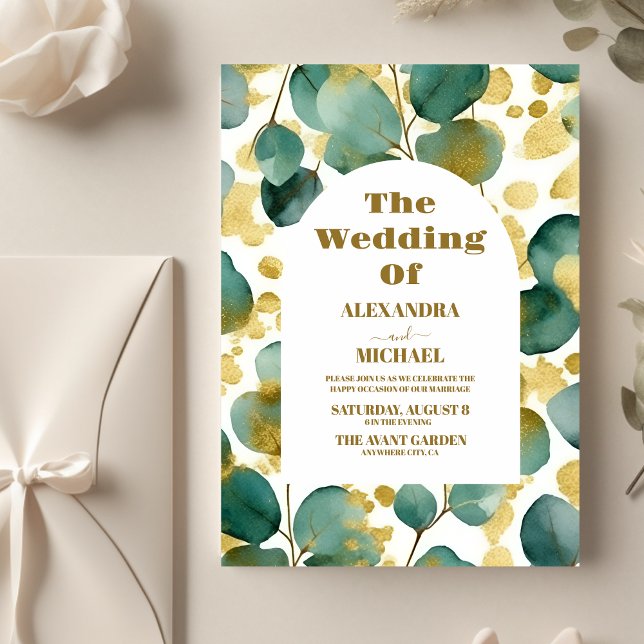 Eukalyptus Wedding Gold Glitzer Flyer (Von Creator hochgeladen)