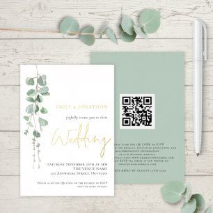 Eukalyptus Wedding Gold Real Folieneinladung