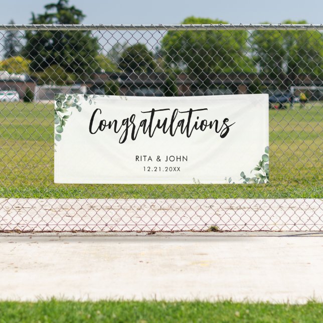 Eukalyptus Wedding Gratulationen Handwriting Banner (Insitu)