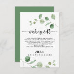 Eukalyptus Wedding Green Delight Begleitkarte<br><div class="desc">Diese grüne Freude Eukalyptus Hochzeit wünschen gut Gehäuse Karte ist perfekt für eine einfache Hochzeit. Das Design bietet Aquarellfarben handgezeichnet elegante botanische Eukalyptuszweige und Blätter.</div>