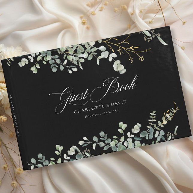 Eukalyptus Wedding Handwriting Script Wedding Gästebuch (Eucalyptus Wedding Handwriting Script Wedding Guest Book with your name and date.)