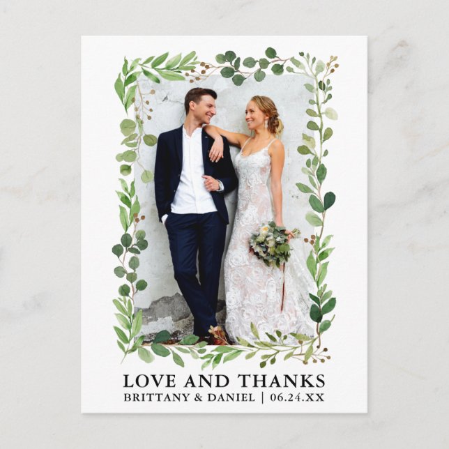 Eukalyptus Wedding Liebe und Danke Postkarte (Vorderseite)