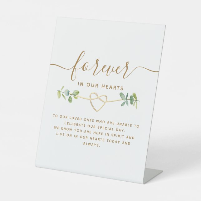 Eukalyptus Wedding Memorial Pedestal Sign Sockelschild (Vorderseite)