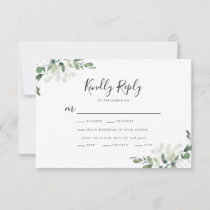 Eukalyptus Wedding Menü Auswahl RSVP Karte