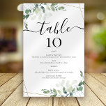 Eukalyptus Wedding Menu Tischnummer Card<br><div class="desc">Diese elegante Eukalyptus-Tischnummer-Karte ist Teil einer koordinierten Hochzeitssuite, die in unserem Shop erhältlich ist. **BITTE LESEN SIE VOR DEM KAUF** Unsere Haushaltsdruckerei misst 5, 5"x8, 5" und ist auf hellweißem Karton mit Halbglanz und einem Gewicht von 110 lbs bedruckt, das für Tafelschilder geeignet ist. Wir raten Ihnen NICHT, die Option...</div>