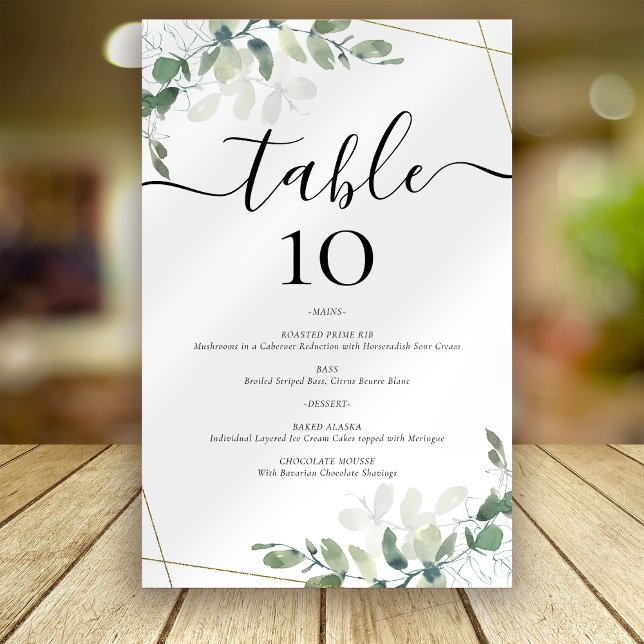Eukalyptus Wedding Menu Tischnummer Card (Von Creator hochgeladen)