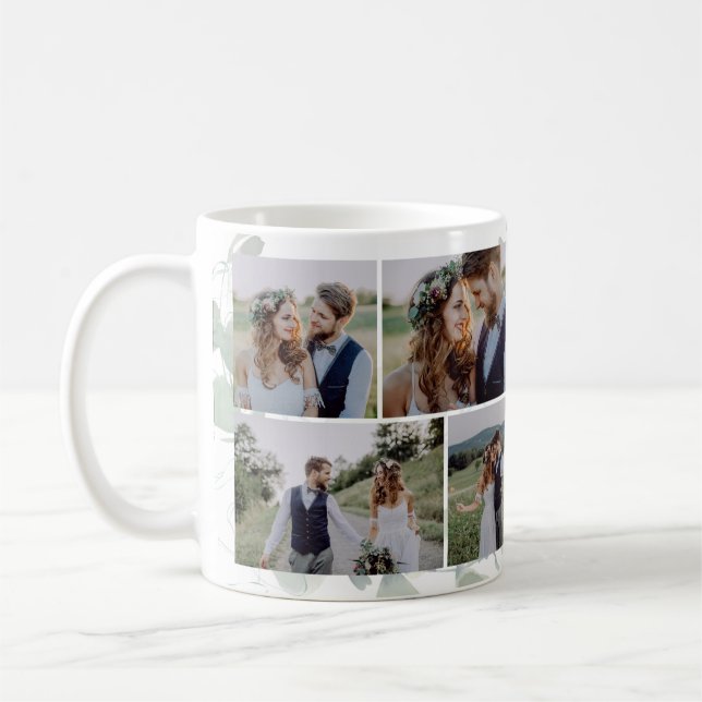 Eukalyptus Wedding Multi Foto Collage Kaffeetasse (Links)