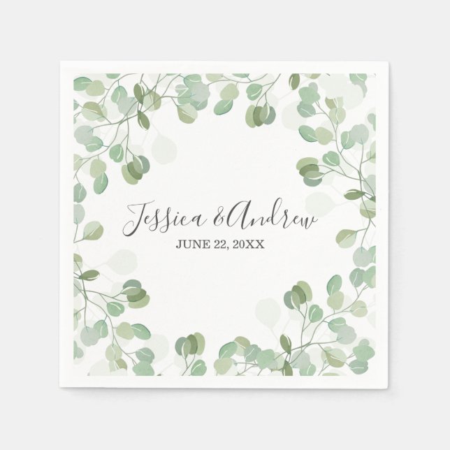 Eukalyptus Wedding Napkin Botanical Personalisiert Serviette (Vorderseite)