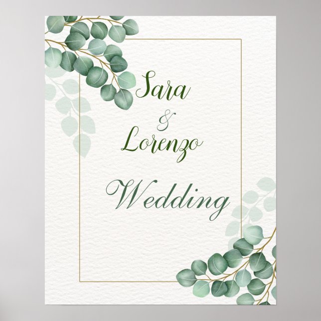 Eukalyptus Wedding Poster Aquarellpflanze (Vorne)