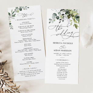 Eukalyptus Wedding Program Dusty Blue Greenery Menükarte