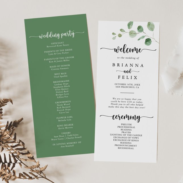 Eukalyptus Wedding Program Green Delight Programm (Von Creator hochgeladen)