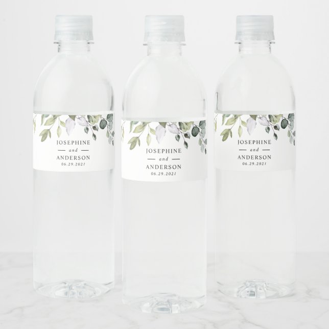 Eukalyptus Wedding Reception Wasser Flasche Etiket (Flaschen)