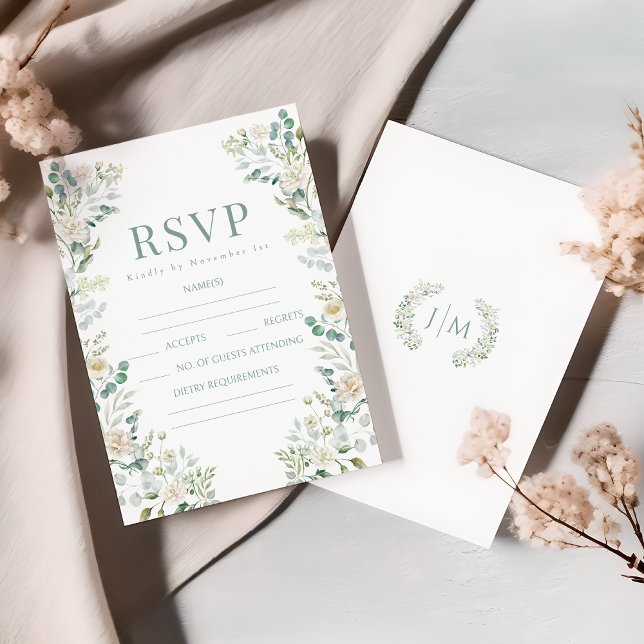 Eukalyptus Wedding RSVP Cards Karte (Von Creator hochgeladen)