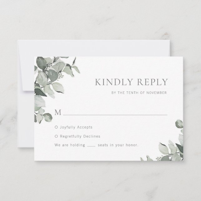 Eukalyptus Wedding RSVP Karte (Vorderseite)