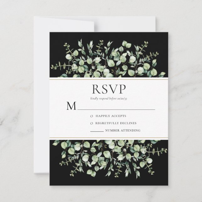 Eukalyptus Wedding RSVP Karte (Vorderseite)
