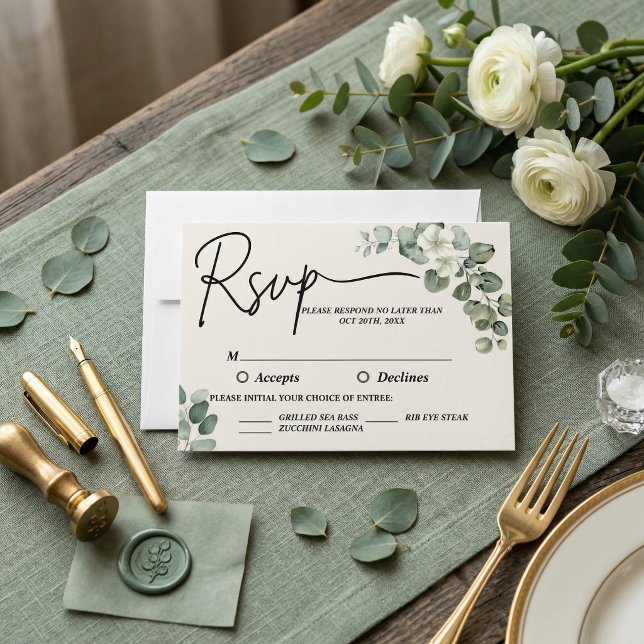 Eukalyptus Wedding RSVP Karte (Watercolor eucalyptus Wedding RSVP Card)