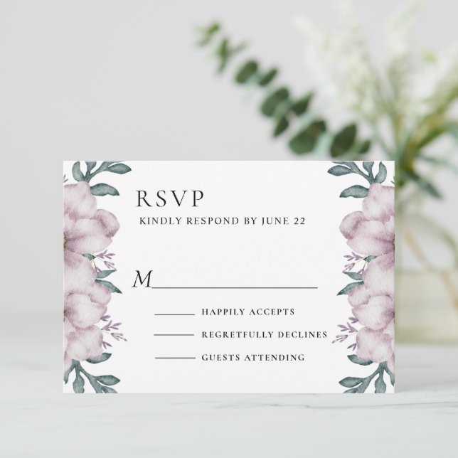 Eukalyptus Wedding RSVP Karte (Stehend Vorderseite)