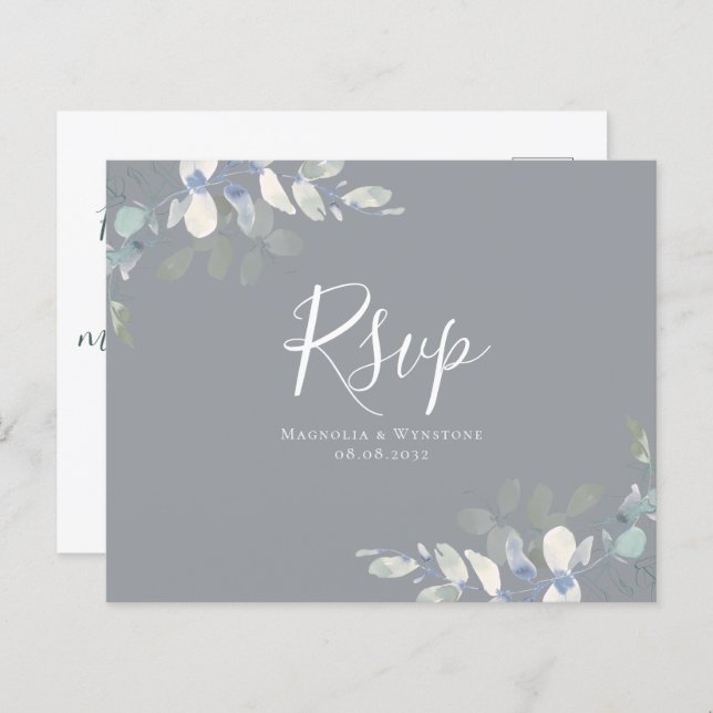 Eukalyptus Wedding RSVP Postcard (Vorne/Hinten)