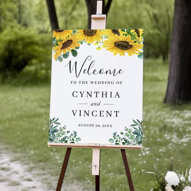 Eukalyptus Wedding Rustic Sunflower Begrüßungszeic Poster (Von Creator hochgeladen)