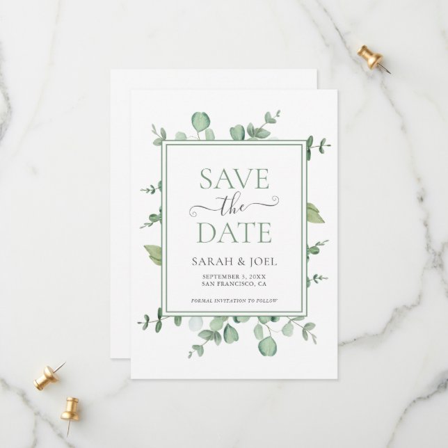 Eukalyptus Wedding Save The Date (Vorderseite/Rückseite Beispiel)