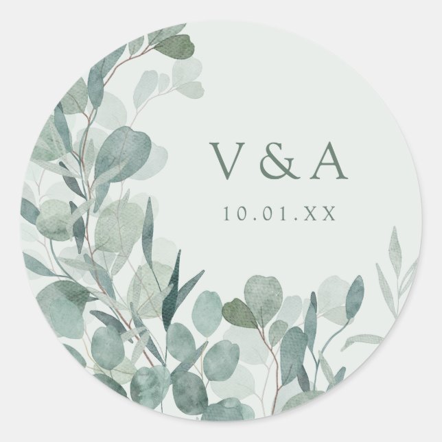 Eukalyptus Wedding Sticker (Vorderseite)