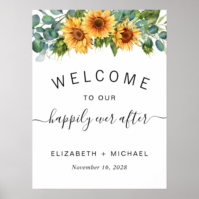 Eukalyptus Wedding Sunflower - Willkommen Poster (Vorne)
