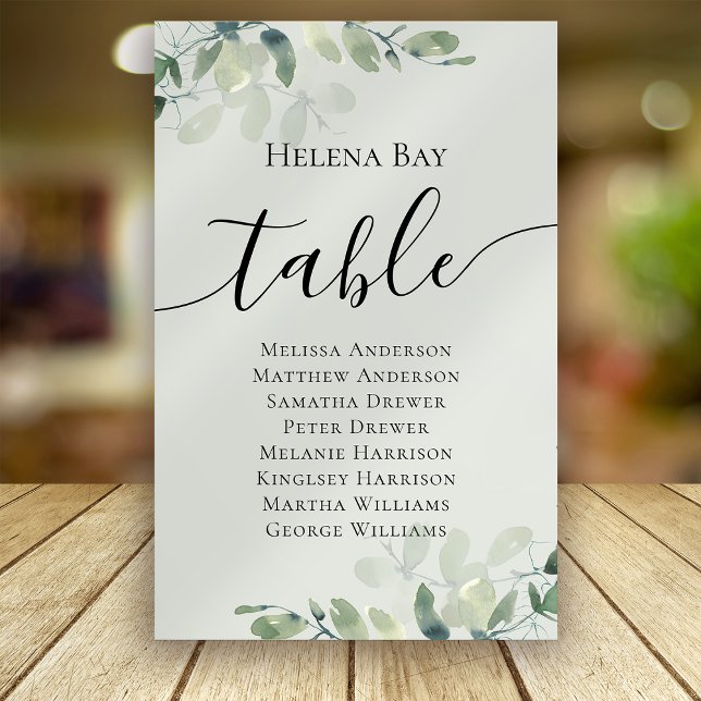 Eukalyptus Wedding Table Chart Name Tischnummer (Von Creator hochgeladen)