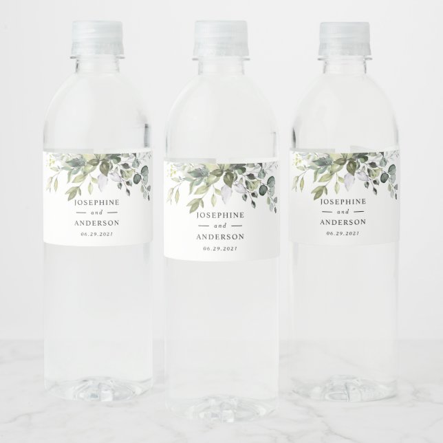 Eukalyptus Wedding Water Flasche Label (Flaschen)