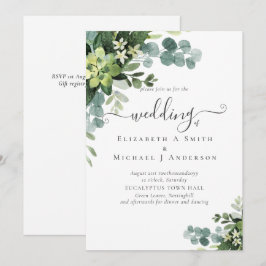 Eukalyptus Wedding Watercolor Grüne Einladungen