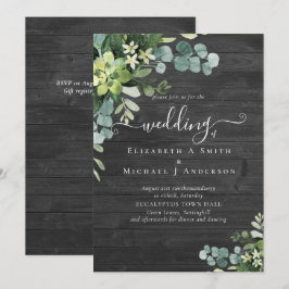 Eukalyptus Wedding Watercolor Grüne Einladungen