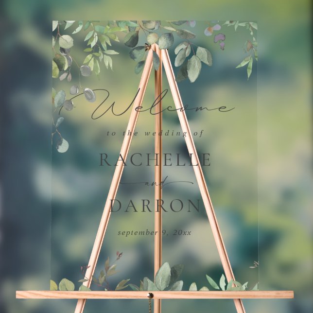Eukalyptus Wedding Welcome Acrylschild (Neutral)