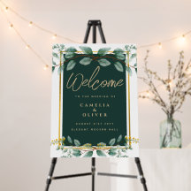 Eukalyptus Wedding Welcome Sign, Green Gold