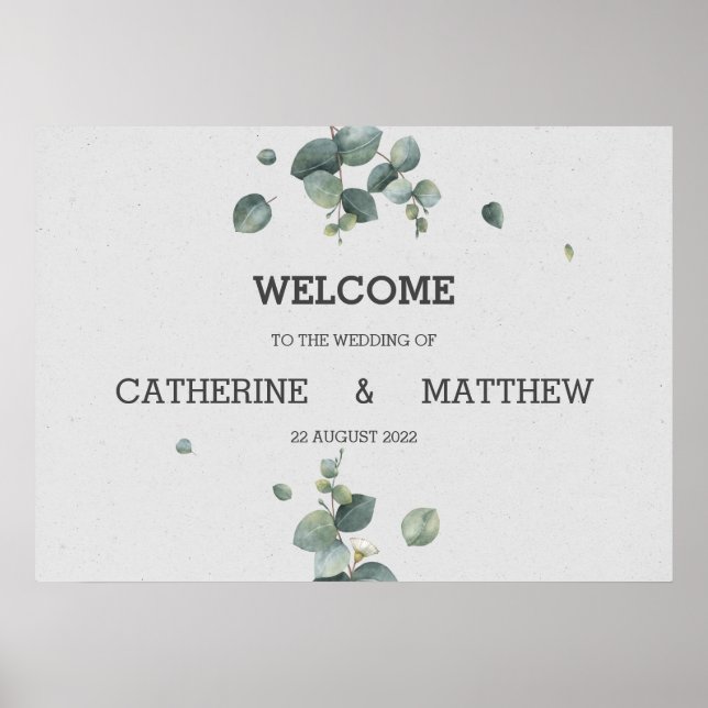 Eukalyptus Wedding Welcome Sign Poster (Vorne)