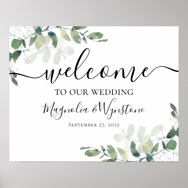 Eukalyptus Wedding Welcome Sign Poster (Vorne)