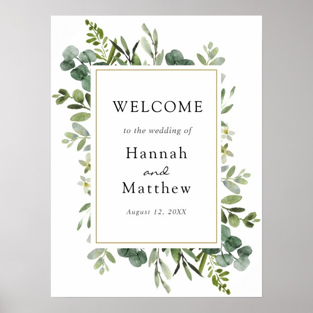 Eukalyptus Wedding Welcome Sign Poster (Vorne)