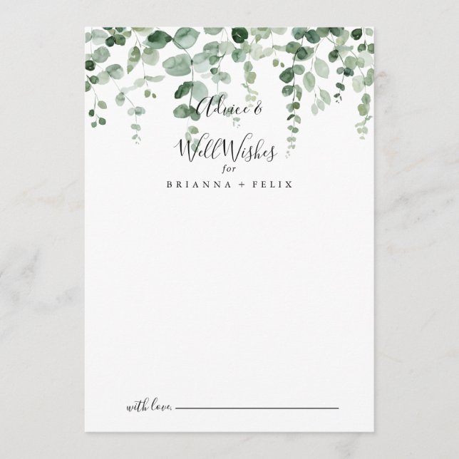 Eukalyptus Wedding Well Wwünscht Ratschläge Karte (Vorderseite)