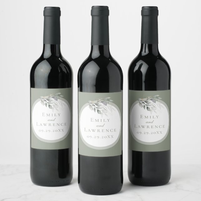 Eukalyptus Wedding Wine Bottle Label Weinetikett (Flaschen)